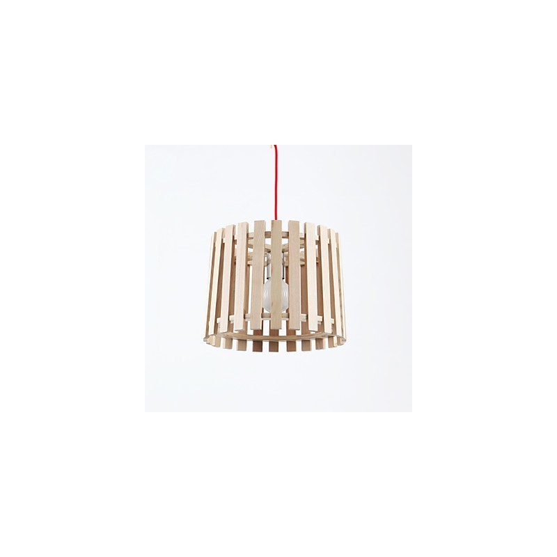 Lampada a sospensione mini moderna contemporanea in legno/bambù gialla 2 lampadine E26/E27