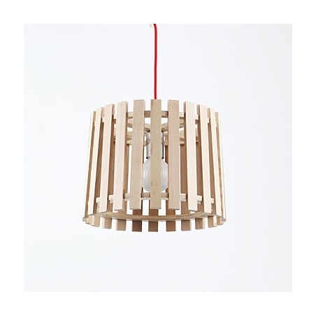 Lampada a sospensione mini moderna contemporanea in legno/bambù gialla 2 lampadine E26/E27