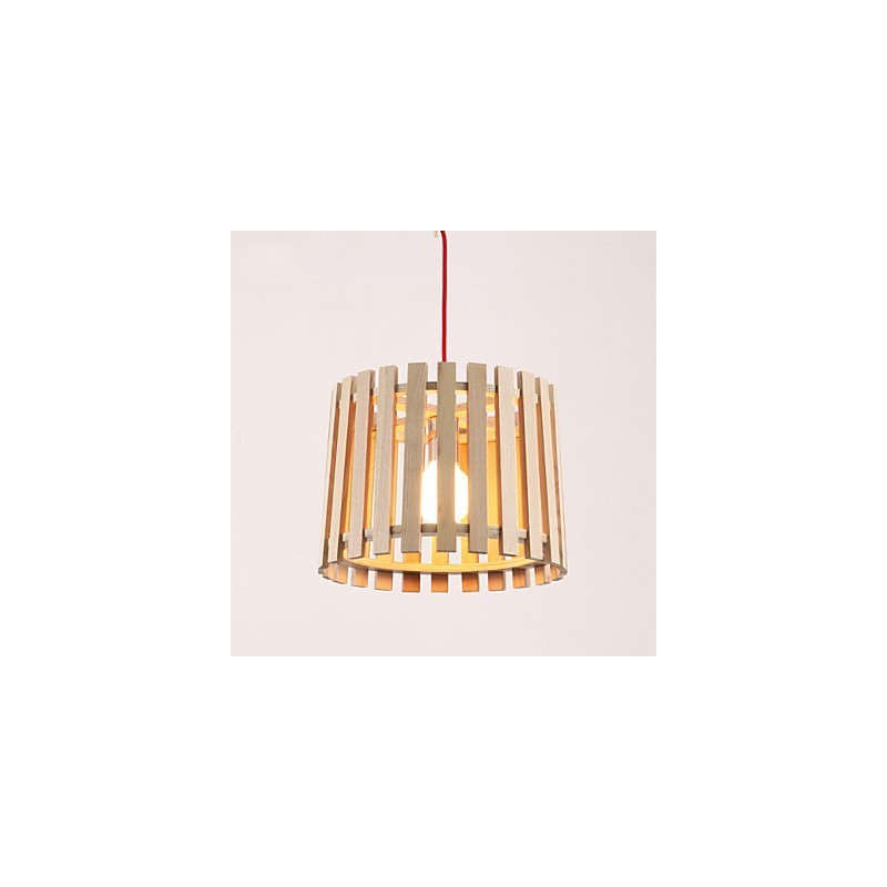 Lampada a sospensione mini moderna contemporanea in legno/bambù gialla 2 lampadine E26/E27