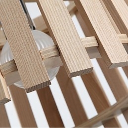 Lampada a sospensione mini moderna contemporanea in legno/bambù gialla 2 lampadine E26/E27