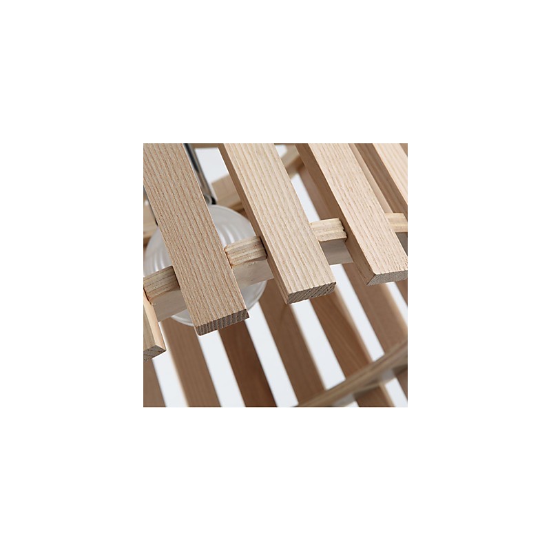 Lampada a sospensione mini moderna contemporanea in legno/bambù gialla 2 lampadine E26/E27