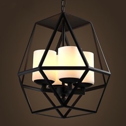 Lampadario a sospensione vintage nero in ferro Americange 4 luci