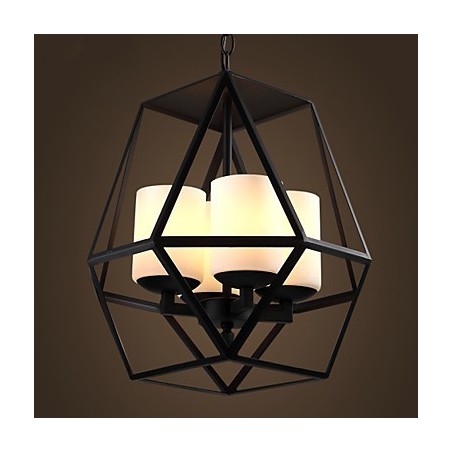 Lampadario a sospensione vintage nero in ferro Americange 4 luci