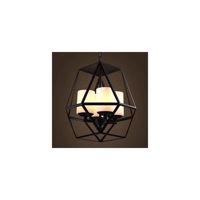 Lampadario a sospensione vintage nero in ferro Americange 4 luci