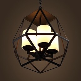 Lampadario a sospensione vintage nero in ferro Americange 4 luci