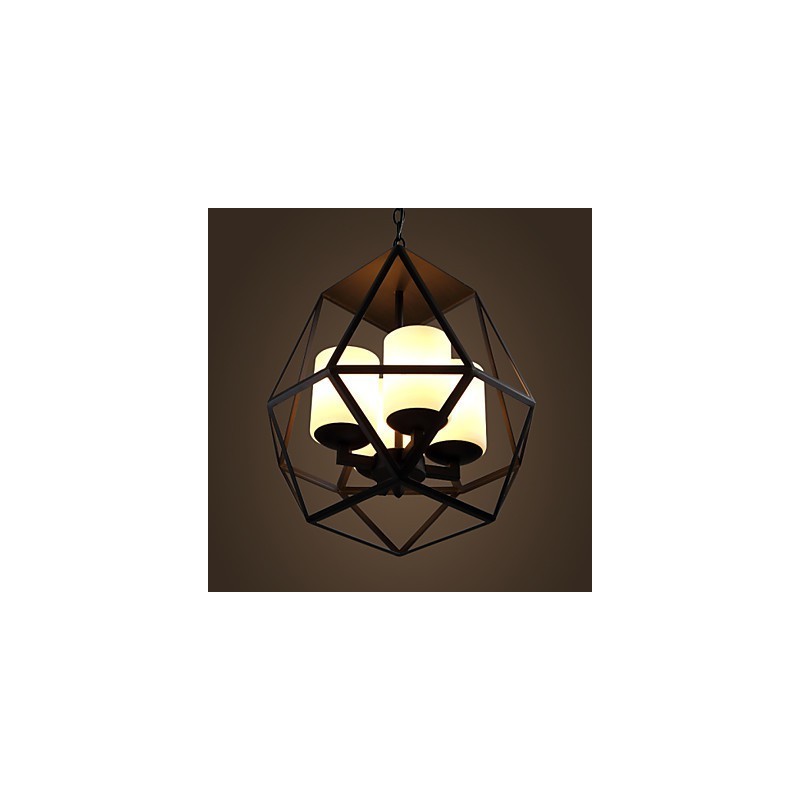 Lampadario a sospensione vintage nero in ferro Americange 4 luci
