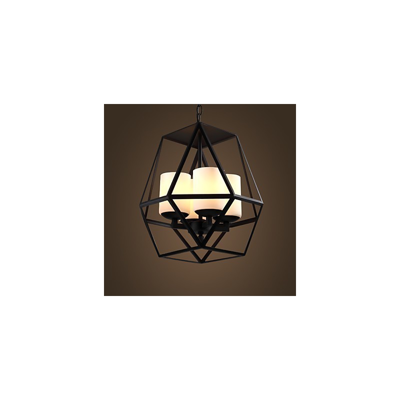Lampadario a sospensione vintage nero in ferro Americange 4 luci