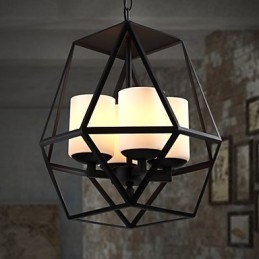 Lampadario a sospensione vintage nero in ferro Americange 4 luci