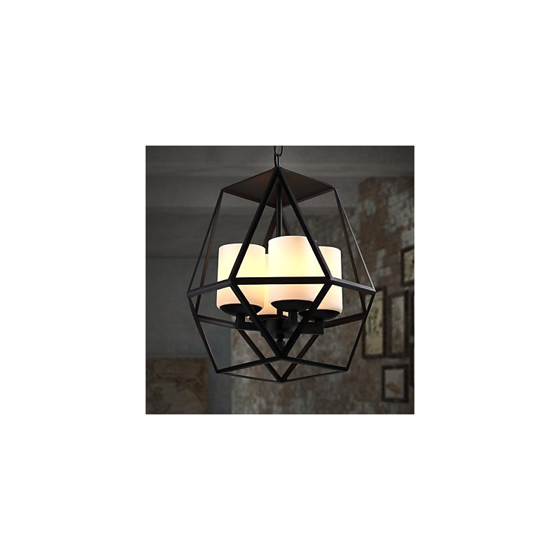 Lampadario a sospensione vintage nero in ferro Americange 4 luci