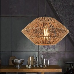 Lampadario rustico in corda intrecciata a mano Americange