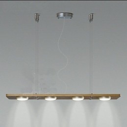 Lampada a sospensione da ufficio lunga marrone con 3 luci LED integrato