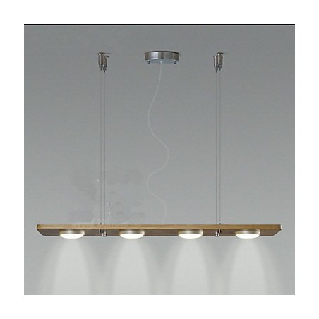 Lampada a sospensione da ufficio lunga marrone con 3 luci LED integrato