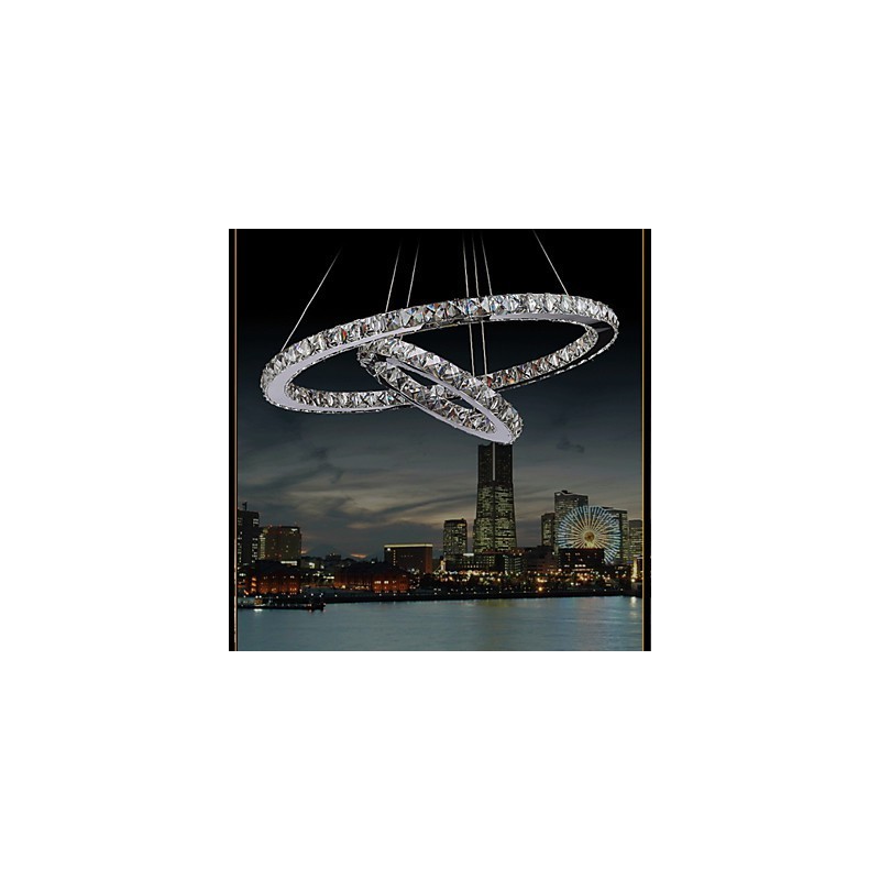 Lampadario a sospensione in cristallo LED integrato bianco caldo e freddo 40 cm
