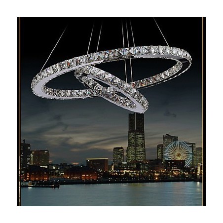 Lampadario a sospensione in cristallo LED integrato bianco caldo e freddo 40 cm
