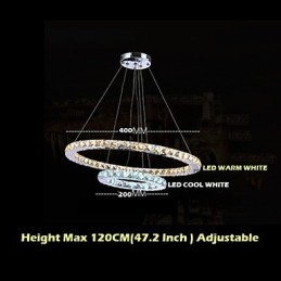 Lampadario a sospensione in cristallo LED integrato bianco caldo e freddo 40 cm