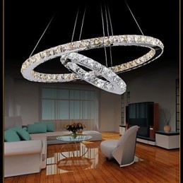 Lampadario a sospensione in cristallo LED integrato bianco caldo e freddo 40 cm
