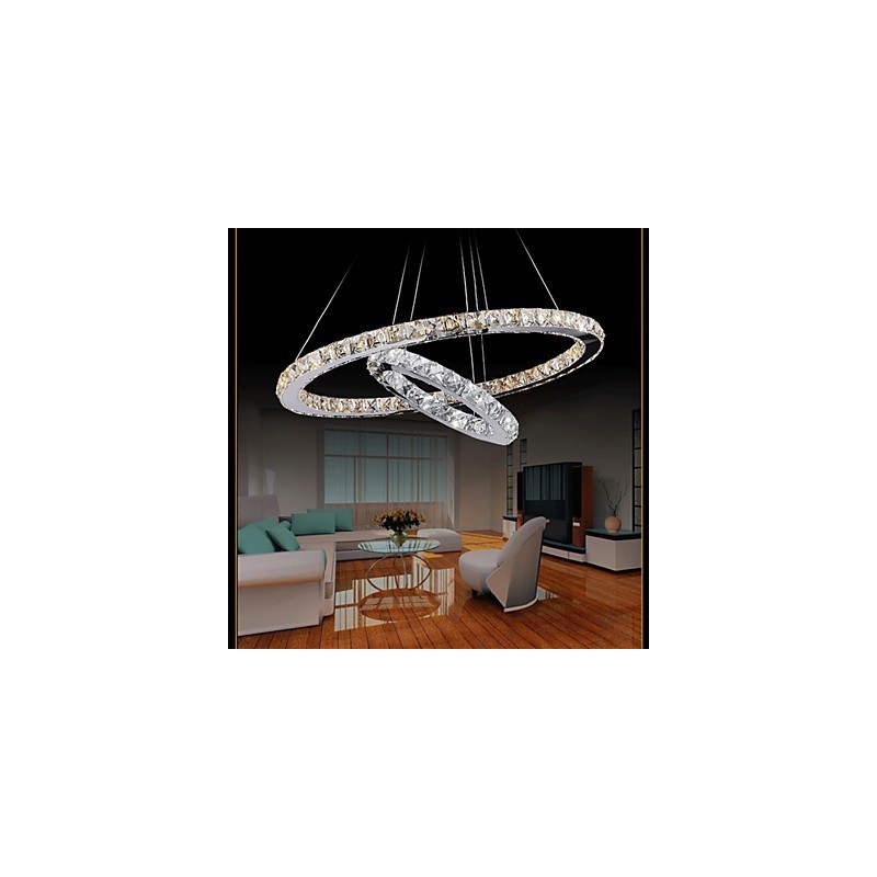 Lampadario a sospensione in cristallo LED integrato bianco caldo e freddo 40 cm