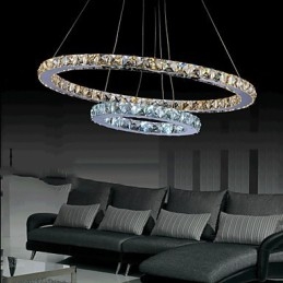 Lampadario a sospensione in cristallo LED integrato bianco caldo e freddo 40 cm