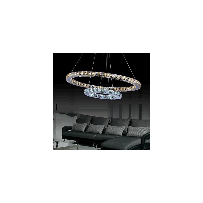 Lampadario a sospensione in cristallo LED integrato bianco caldo e freddo 40 cm