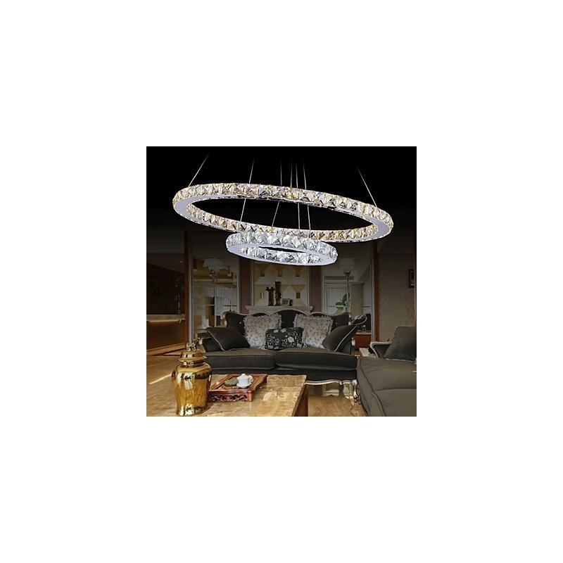 Lampadario a sospensione in cristallo LED integrato bianco caldo e freddo 40 cm