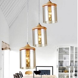 Lampada a sospensione piccola in vetro artistico marrone e giallo