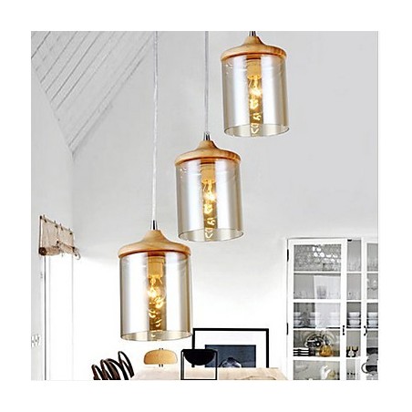 Lampada a sospensione piccola in vetro artistico marrone e giallo