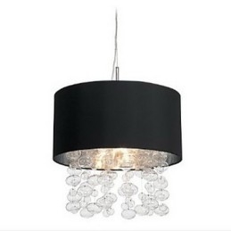 Lampada a sospensione moderna a 7 luci con paralume in tessuto nero