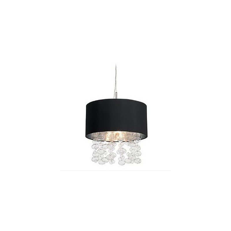 Lampada a sospensione moderna a 7 luci con paralume in tessuto nero