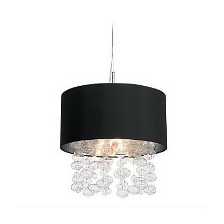 Lampada a sospensione moderna a 7 luci con paralume in tessuto nero