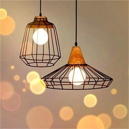 Lampadario a sospensione in ferro battuto a gabbia per uccelli retrò americano