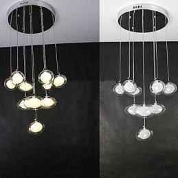 Lampada a sospensione moderna semplice in vetro trasparente, 3 luci G4, 35 x 35 cm