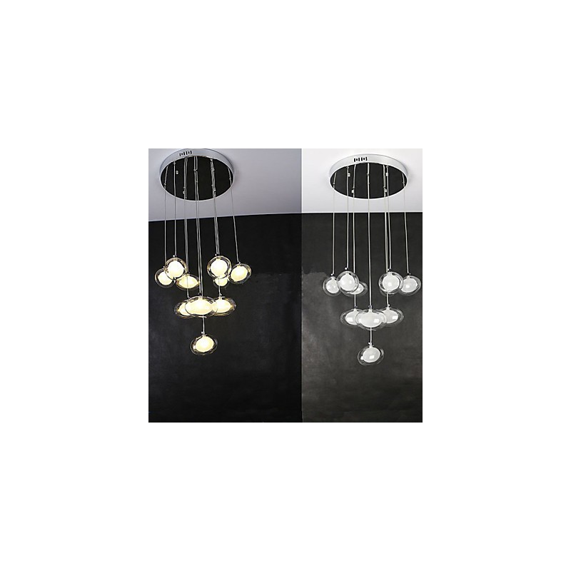 Lampada a sospensione moderna semplice in vetro trasparente, 3 luci G4, 35 x 35 cm