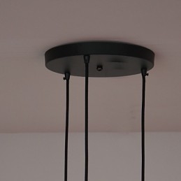 Lampada a sospensione vintage a 3 luci in ferro con paralume bronzo e nero