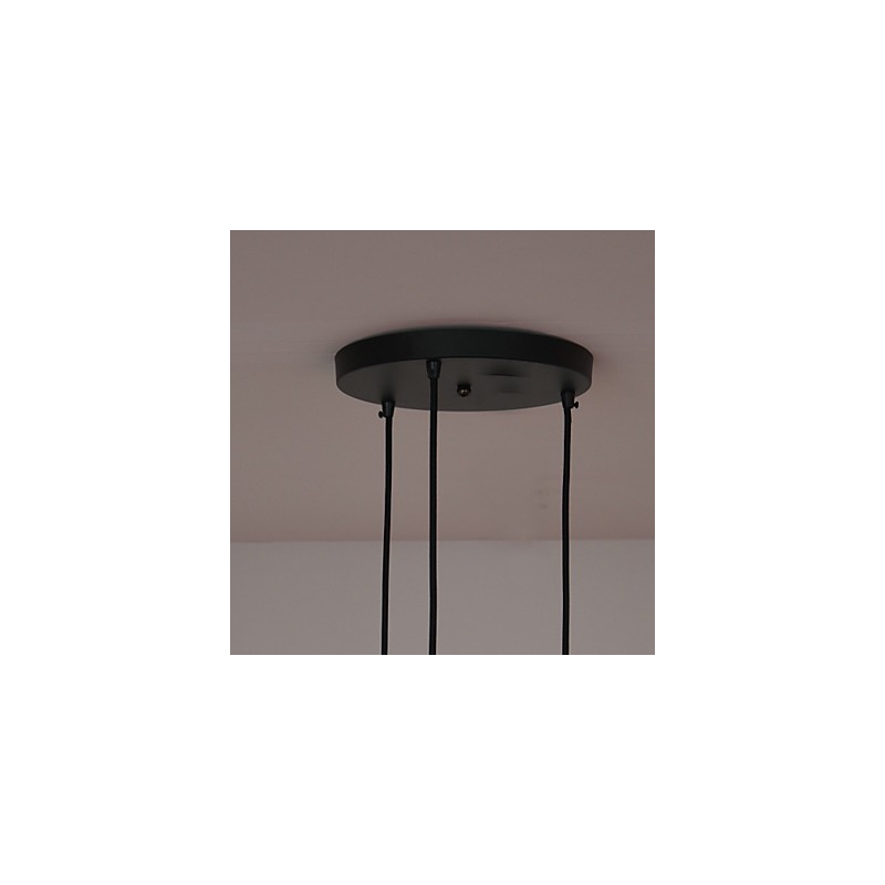 Lampada a sospensione vintage a 3 luci in ferro con paralume bronzo e nero