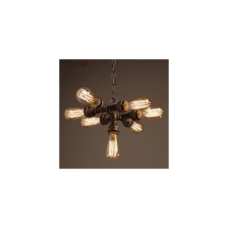 Lampada a sospensione mini classica tradizionale in metallo giallo, 7 lampadine E26/E27