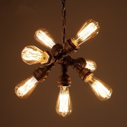 Lampada a sospensione mini classica tradizionale in metallo giallo, 7 lampadine E26/E27