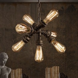 Lampada a sospensione mini classica tradizionale in metallo giallo, 7 lampadine E26/E27