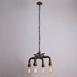 Lampada a sospensione retrò dipinta Water Pipe 4 luci