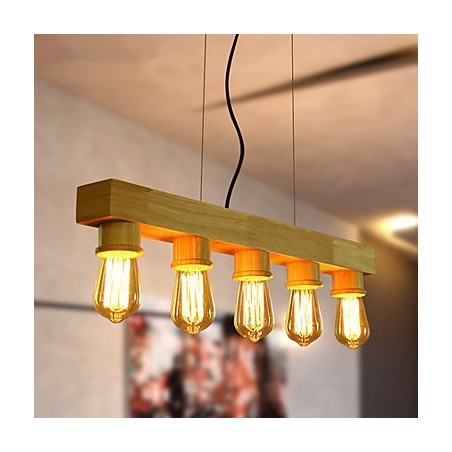 Lampada a sospensione country in legno e bambù