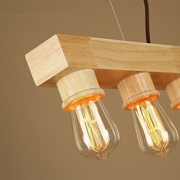 Lampada a sospensione country in legno e bambù