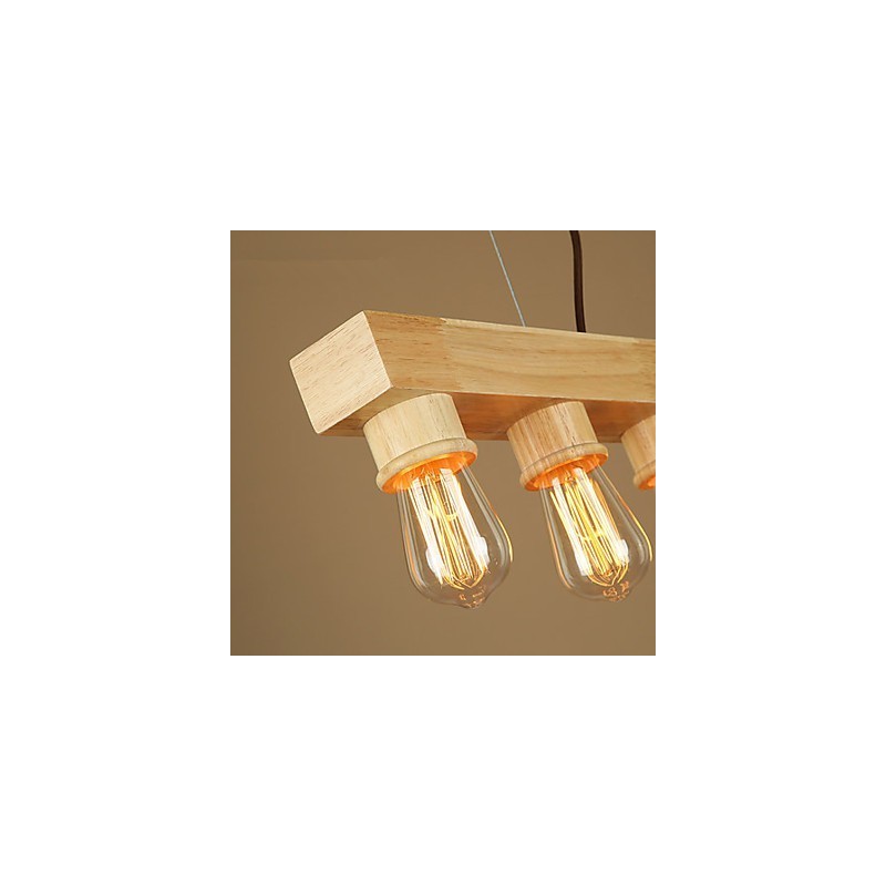 Lampada a sospensione country in legno e bambù