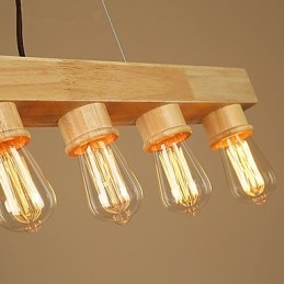Lampada a sospensione country in legno e bambù