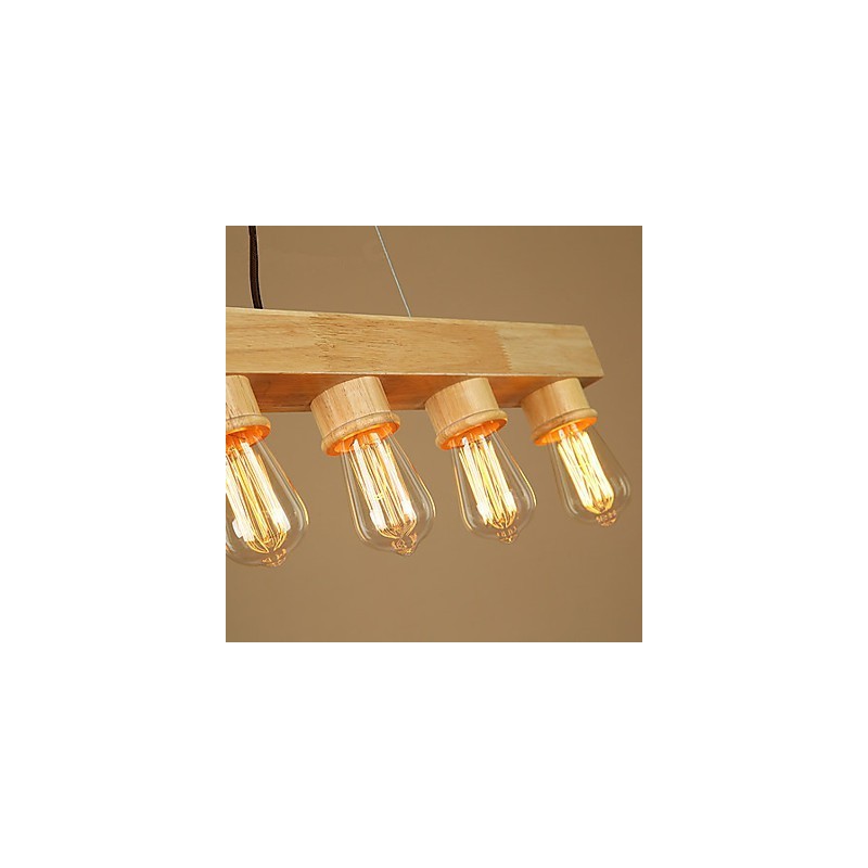 Lampada a sospensione country in legno e bambù