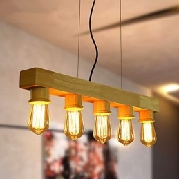 Lampada a sospensione country in legno e bambù
