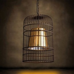 Lampadario a sospensione rustico Lodge Drum in metallo