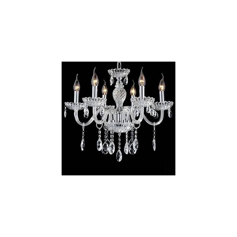 Lampadario a 6 luci in vetro stile palazzo con lampadina a candela