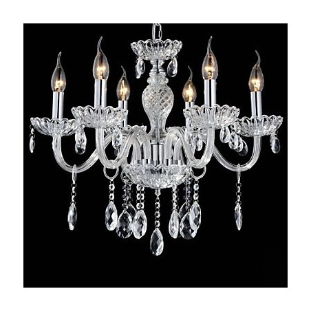 Lampadario a 6 luci in vetro stile palazzo con lampadina a candela