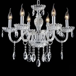 Lampadario a 6 luci in vetro stile palazzo con lampadina a candela