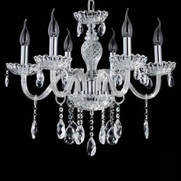 Lampadario a 6 luci in vetro stile palazzo con lampadina a candela