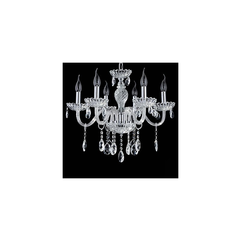 Lampadario a 6 luci in vetro stile palazzo con lampadina a candela